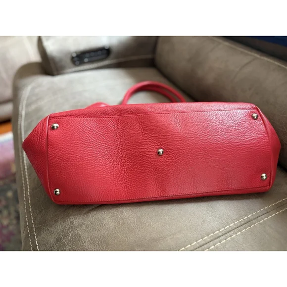 Furla VTG Y2K Cherry Red Leather Tote Bag Mob Wife Luxury EUC Early 2000s Chic - Picture 5 of 13